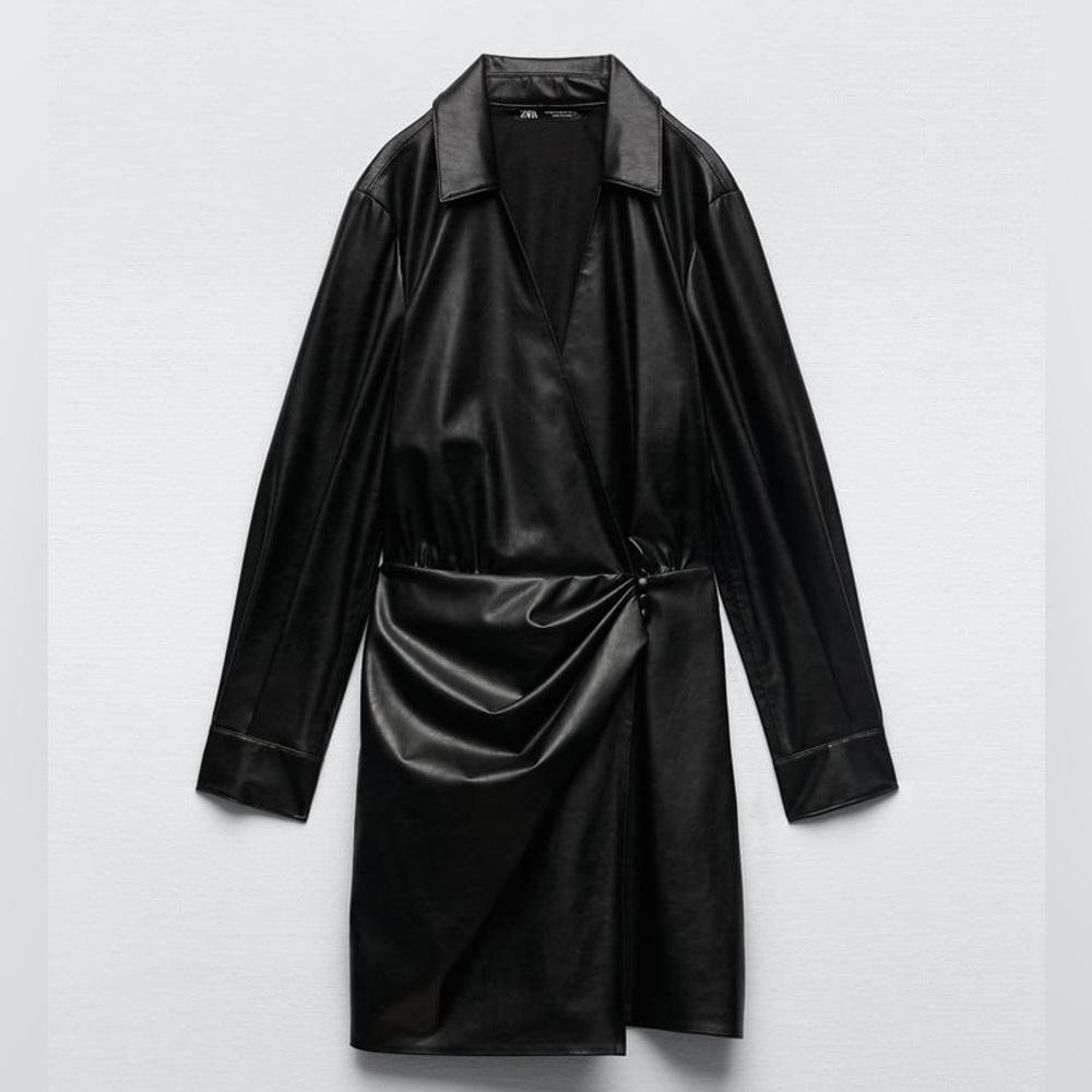 Zara leather wrap dress